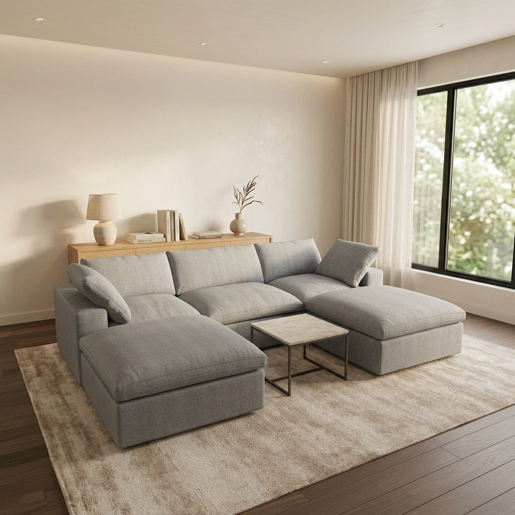 Gray 5 Piece Cloud Couch Modular Sofa