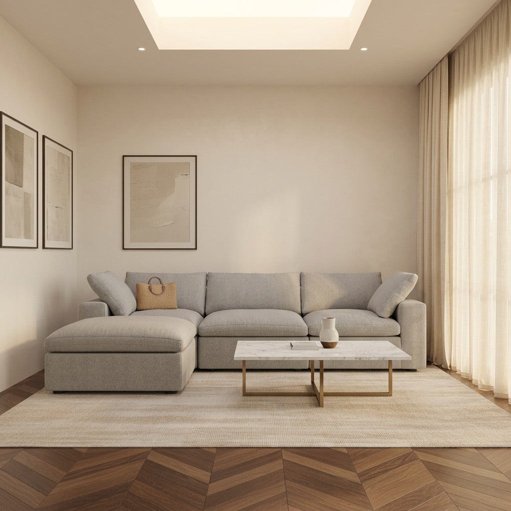 Gray 4 Piece Cloud Couch Modular Sofa