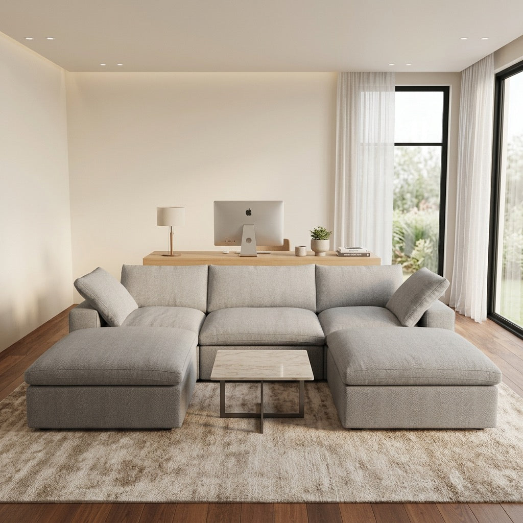Gray 5 Piece Cloud Couch Modular Sofa