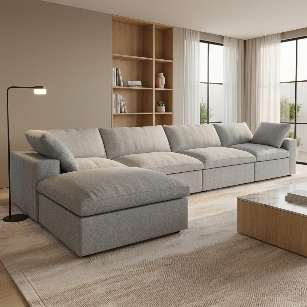 Gray 5 Piece Cloud Couch Modular Sofa