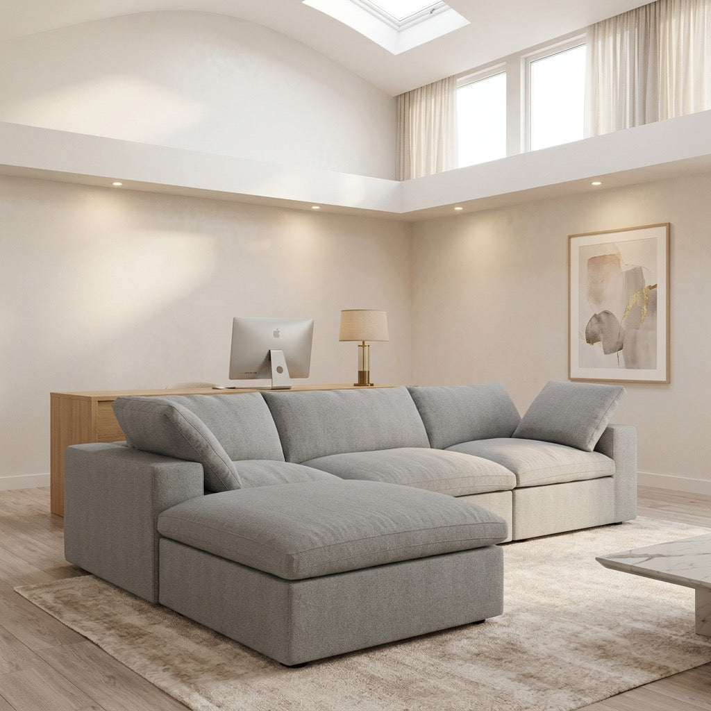 Gray 4 Piece Cloud Couch Modular Sofa