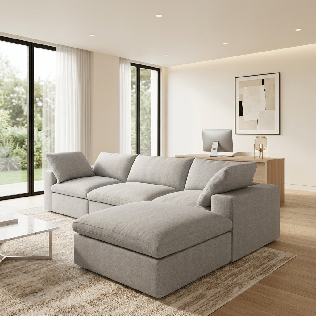 Gray 4 Piece Cloud Couch Modular Sofa