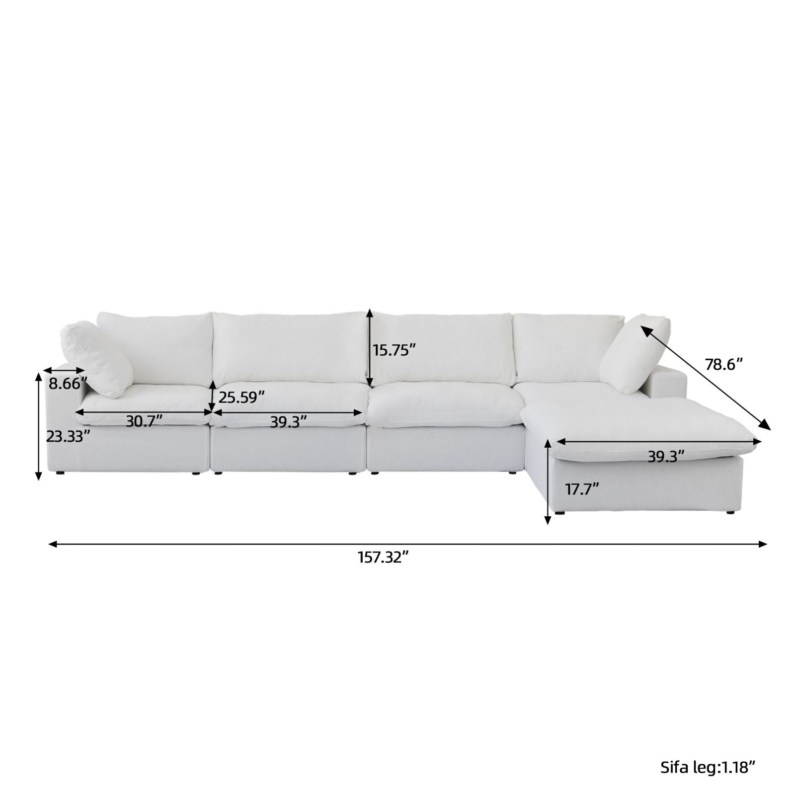 4-Piece Cloud Couch Modular Sofa