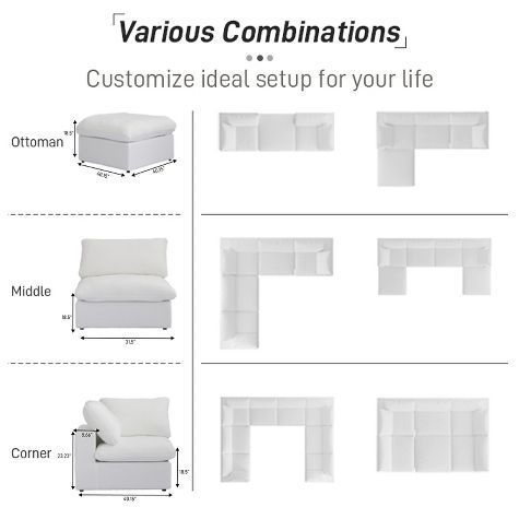 3-Piece Cloud Couch Modular Sofa