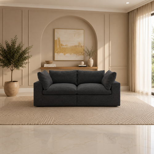 Black 2-piece Cloudora Cloud Couch with soft, plush cushions and modern design for comfortable living room seating.