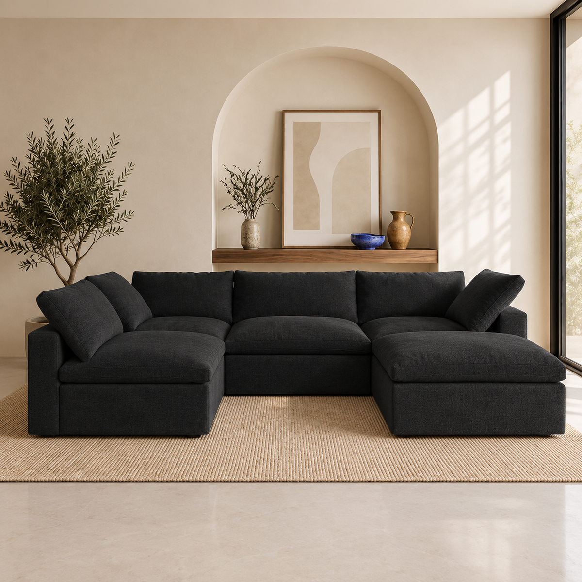 White 5-piece Cloudora Cloud Couch set with soft, plush cushions and modern design for comfortable lounging and stylish decor.